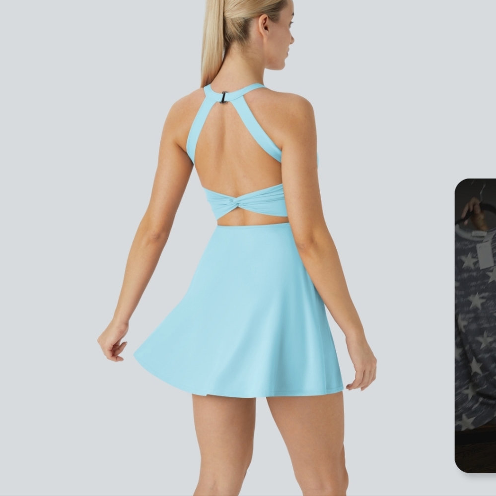HALARA Light Blue Backless Dress